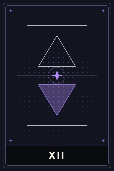 The Hanged Man card, numeral XII