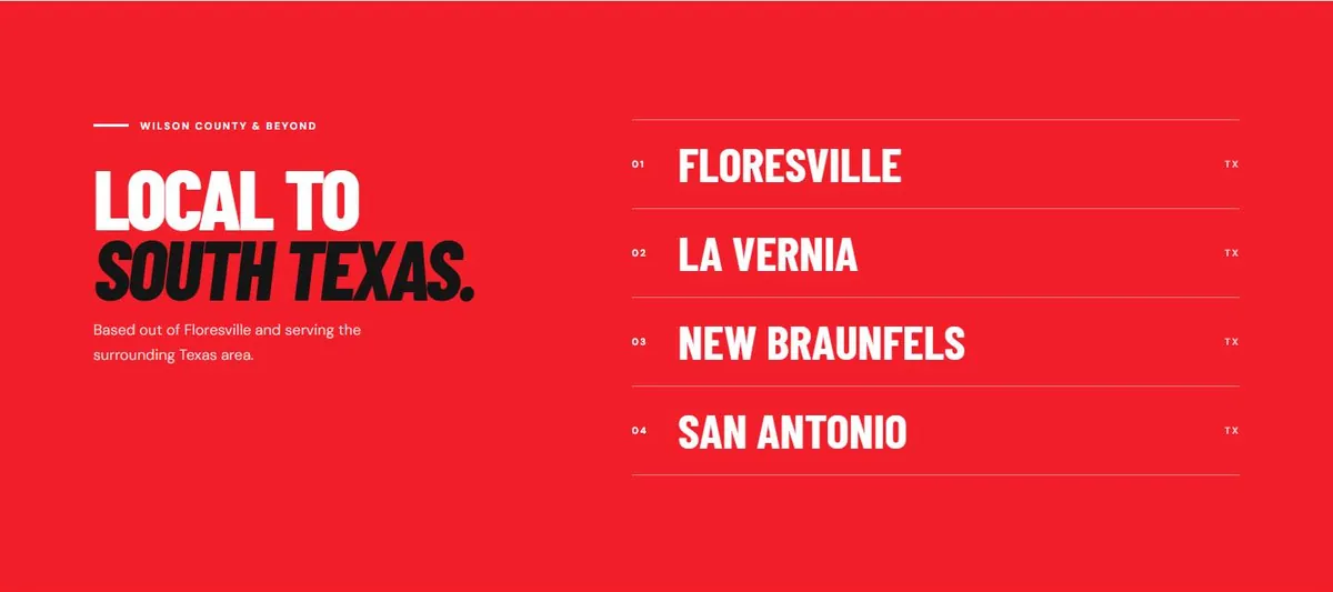 Keith Electric service area: Floresville, La Vernia, New Braunfels and San Antonio