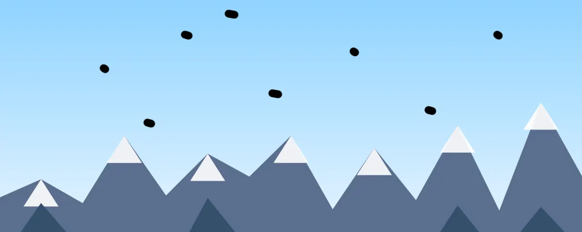Before: a mountain sky with eight dark dust spots.