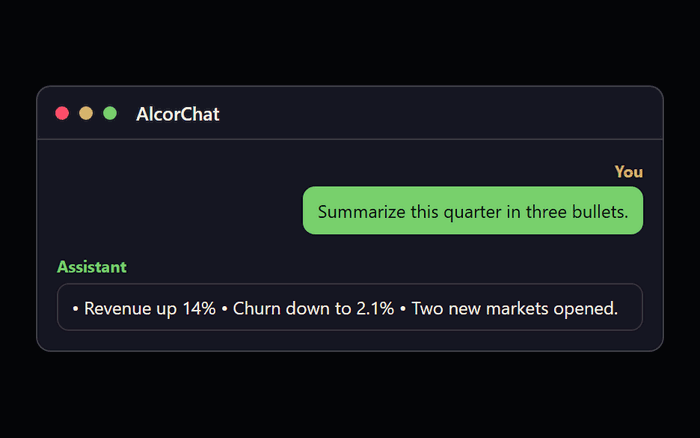 AlcorChat assistant conversation view