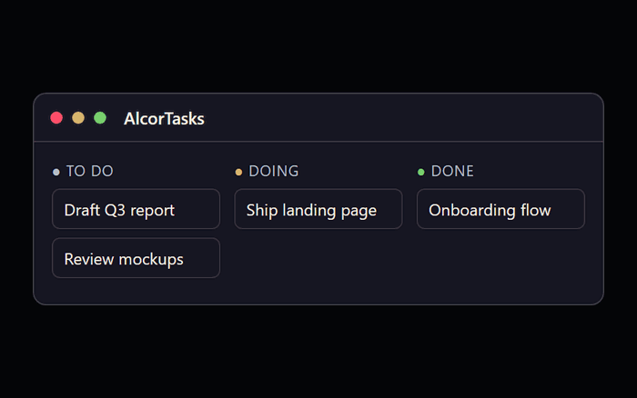 AlcorTasks kanban task board